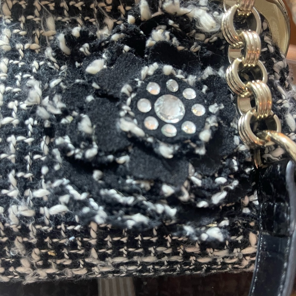 Liz Claiborne Black and White plaid Clutch with  Chanel vibes Y2K elegant classy - Picture 2 of 9